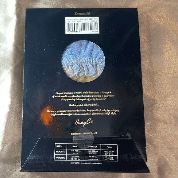 Honey Birdette Baby Blue Whitney Thigh High Suspender Stockings - Picture 2 of 2